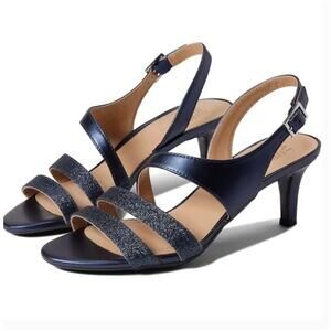 Naturalizer Taimi Heels 8.5 8.5W Wide Navy Blue NWOT Sandals Pumps Sparkle